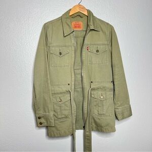 Levi's Bush Women's Khaki Green Belted Twill Jacket Size M Denim Zip Coat